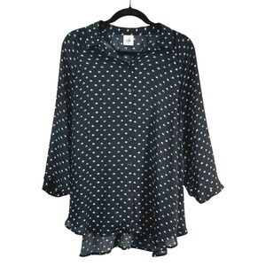 Cabi Womens‎ Polka Dot Button Down Shirt Long Sleeve Dark Blue 5019 Size M